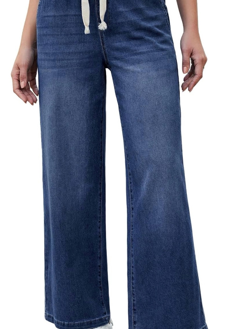 High-Rise Wide Leg Denim Jeans in Deep Blue never worn or washed